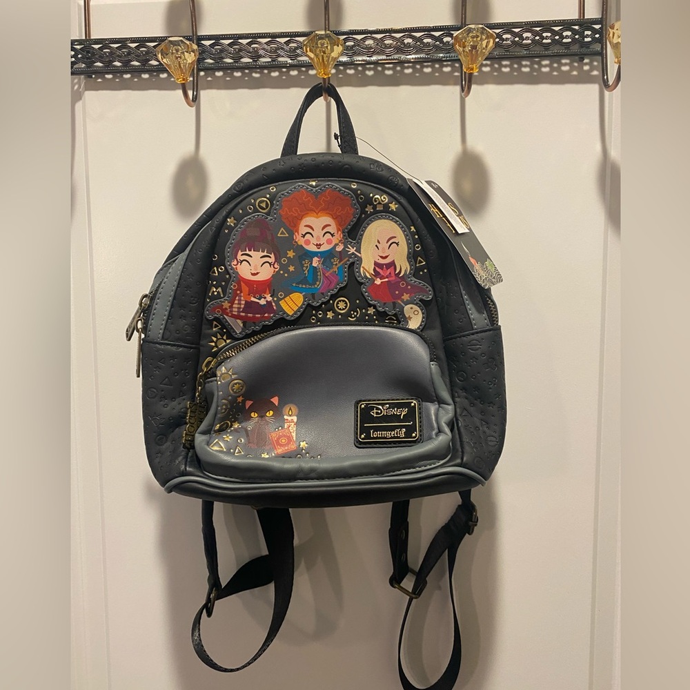 Loungefly Disney Hocus Pocus Black and Gray Backpack Halloween - NWT